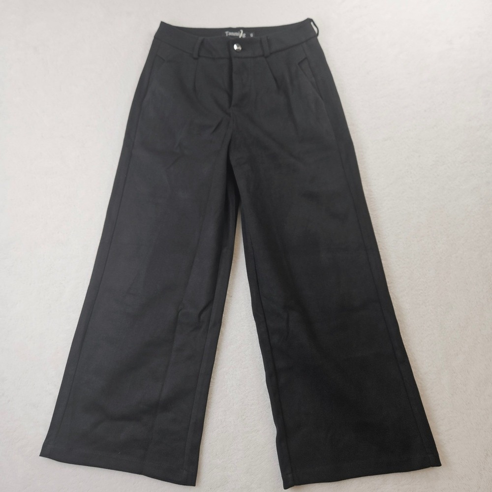 Tanming Womens High Waisted Wide Leg Pleated Trousers Black Size XS NWT